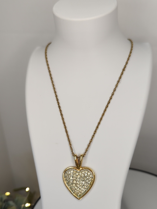 Jewelry - Gold Tone Pave Heart Pendant Necklace
